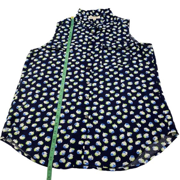 VINCE CAMUTO TWO Blue Spring Blossom Collared Sleeveless Blouse Medium Rayon - Picture 9 of 9